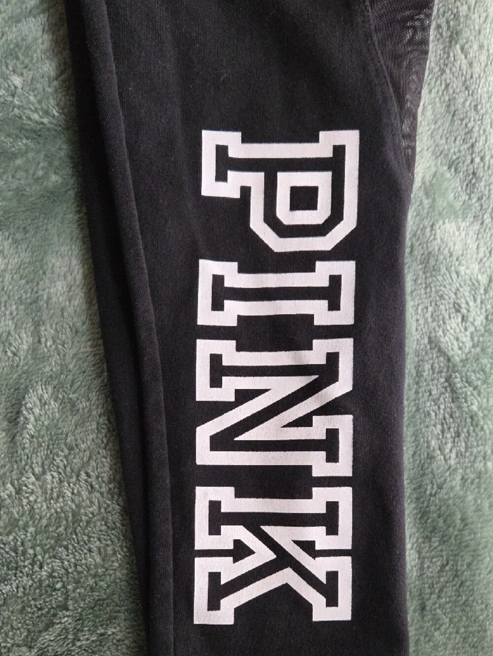 PINK Victoria’s Secret Black Collegiate Graphic Leggings - Small